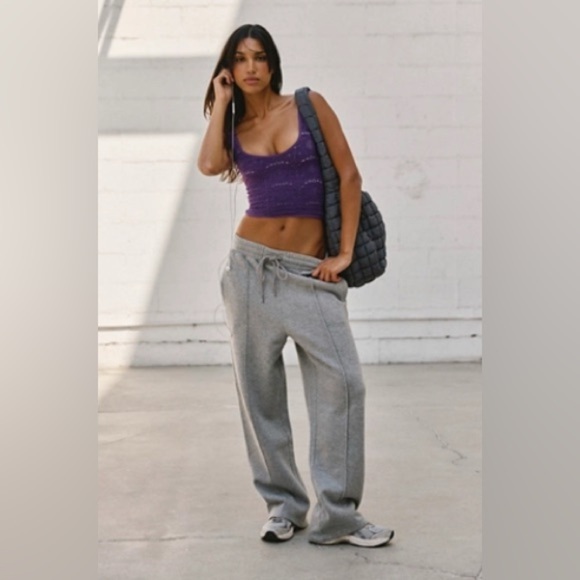 NWT FREE PEOPLE FP Movement Serenity Crochet Cami M/L Acai Berry - Picture 1 of 6